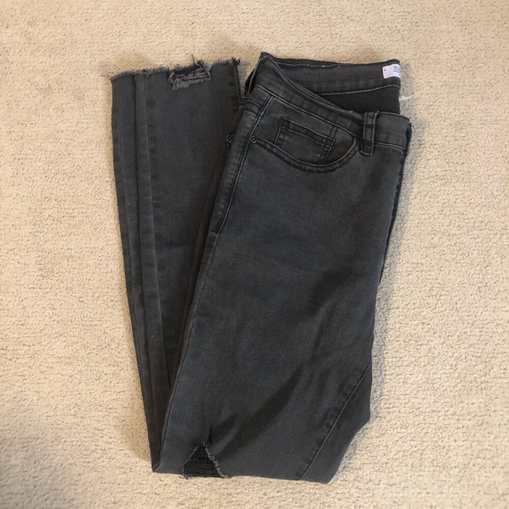 Judy Blue Distressed Charcoal Black Skinny Jeans, button fly, size 11/30